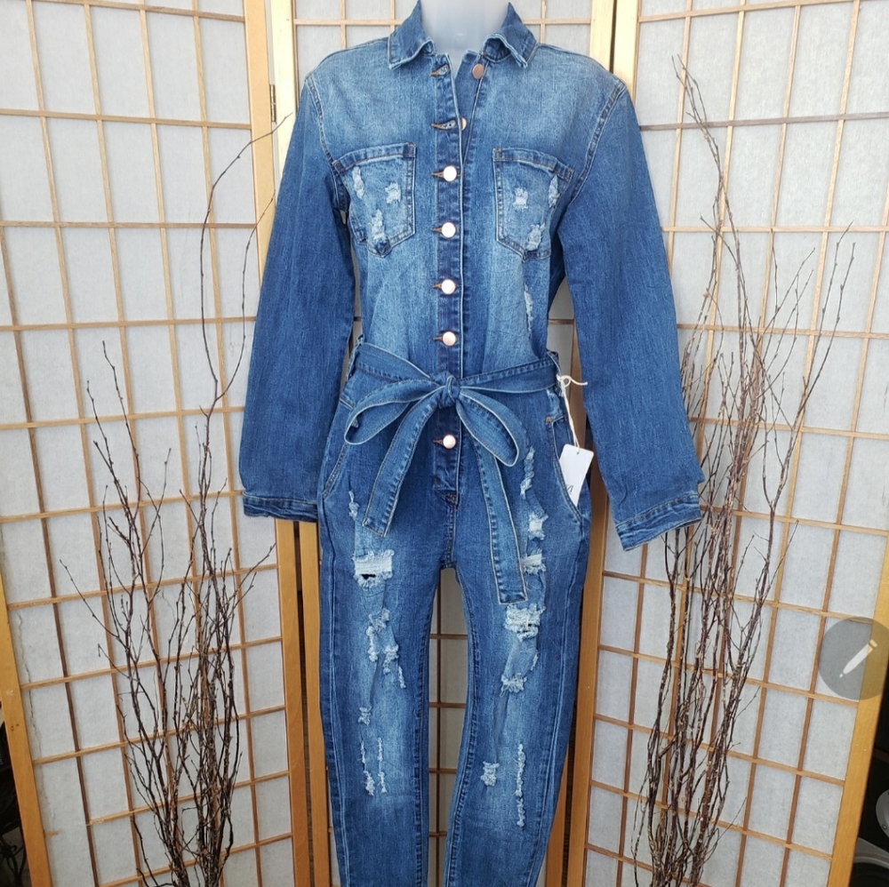 Distressed Jean Jumper